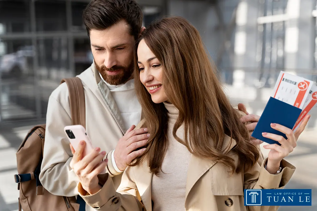 Illustration of green card application process for marriage-based immigration